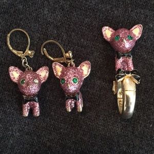 Betsey Johnson Chihuahua Necklace and Earring Set